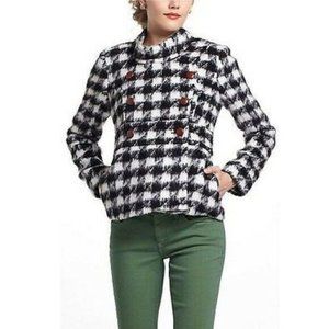 Third Piece Houndstooth Black White Wool Coat 0